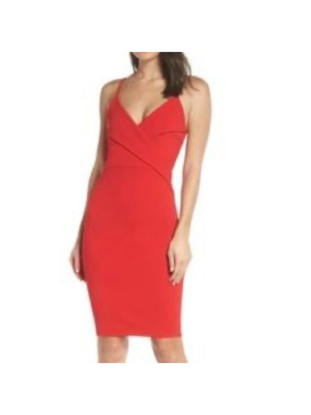Lulus red bodycon wrap bodice stretchy dress small
